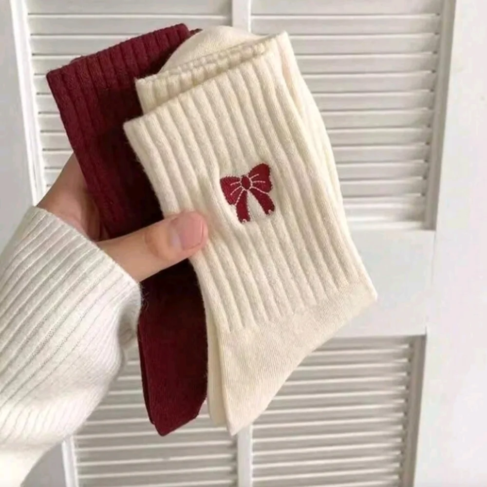 Stylish Maroon And Off White Solid And Stripes Socks Set Of 5